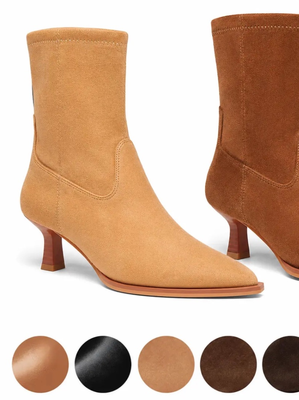 Coutgo Suede Pointed Ankle Booties in Mustard Tan new